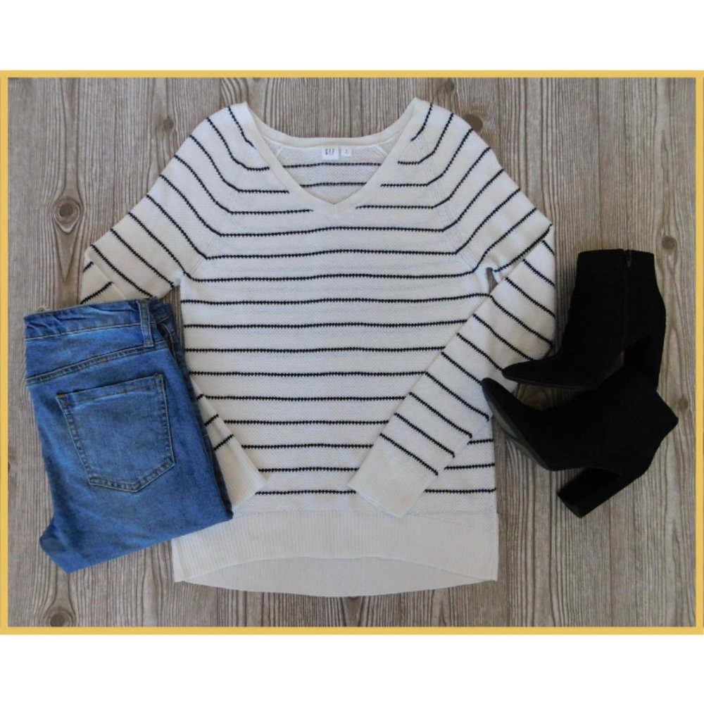 GAP Striped V-Neck Sweater
